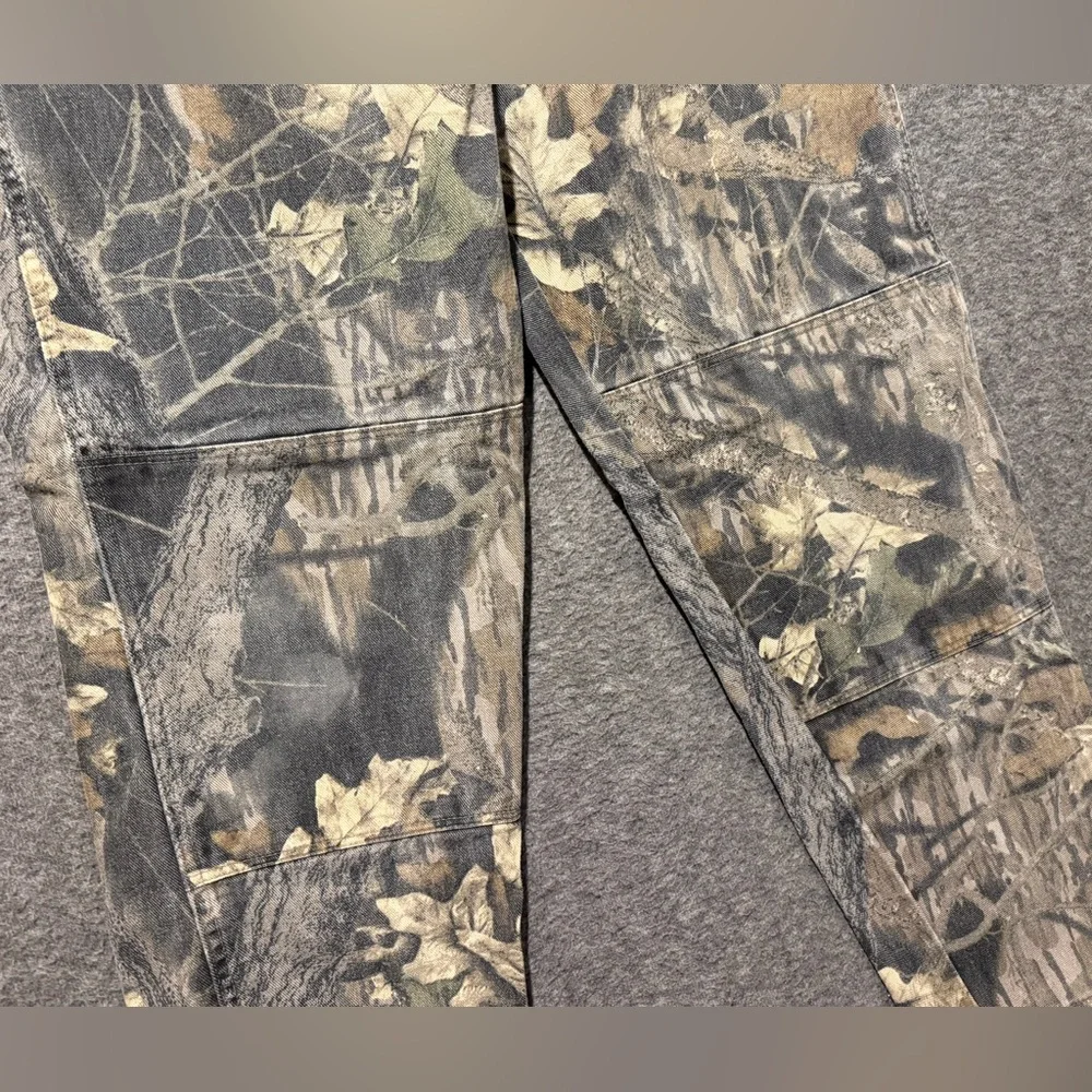 Wrangler Vtg Camo Mossy Oak Pants Jeans Men’s tag 34x32 (fit 32x30) Double Knee